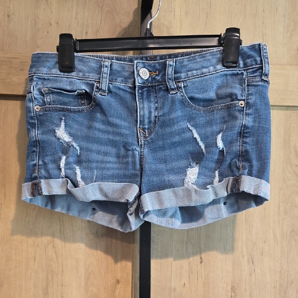 Express Pants - (J60) Express Blue Distressed Jean Shorts Sz 4